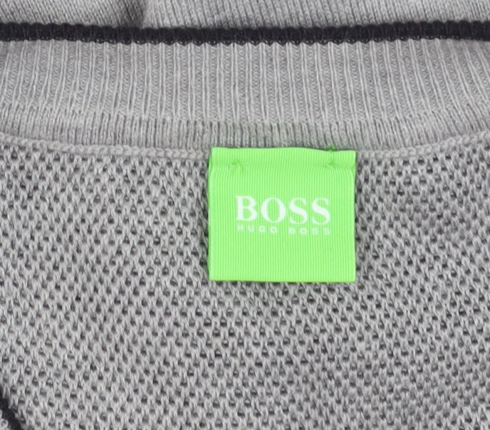 Boss Hugo Boss Grey V-Neck Men's Pullover Jumper L Knit