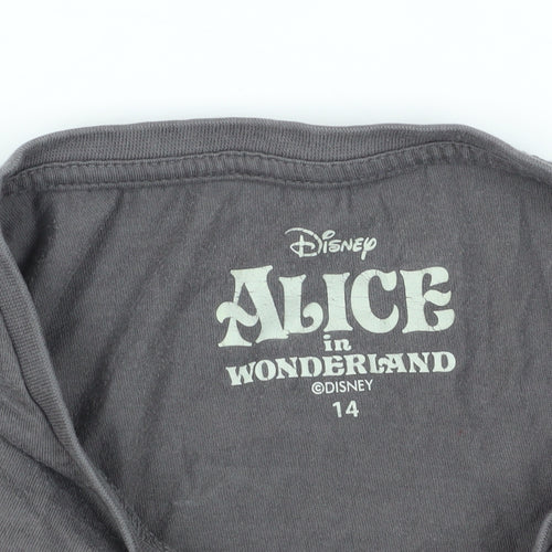 Disney Alice Grey Women's T-Shirt, Size 14, Cartoon Print