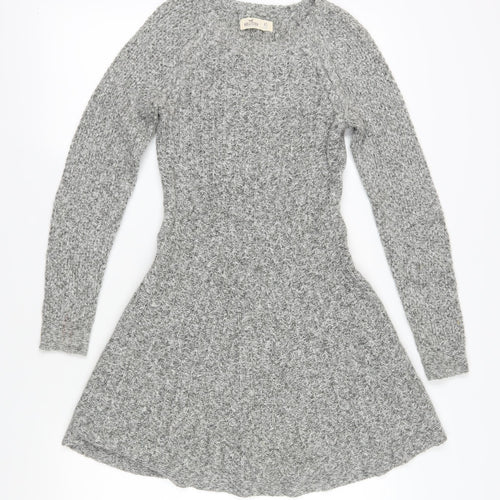 Hollister Women Grey A-Line Knit Dress XS