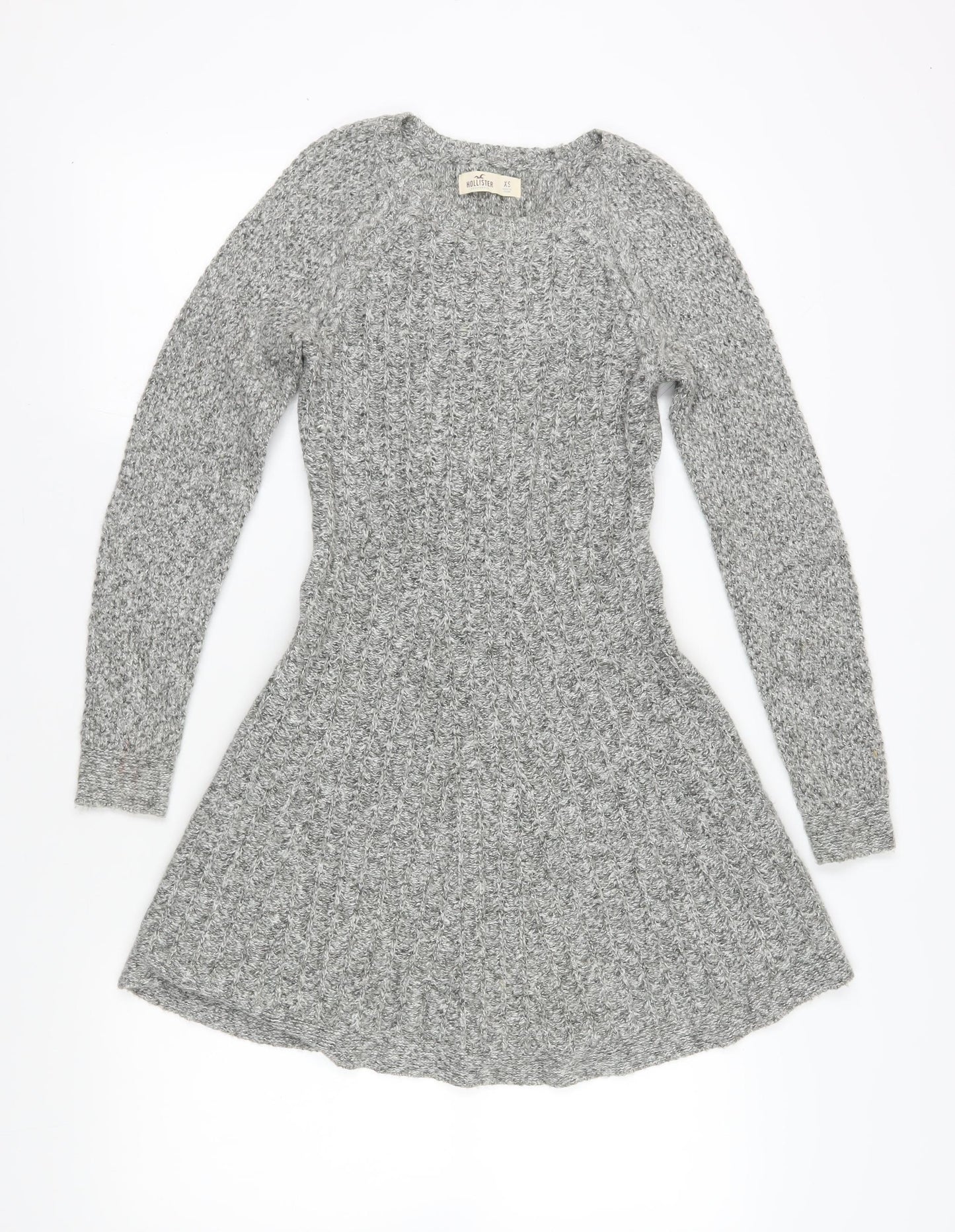 Hollister Women Grey A-Line Knit Dress XS