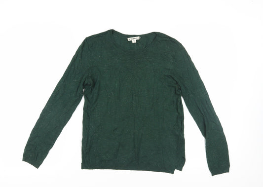 Whistles Women's Green Crew Neck Knit Jumper Size 12