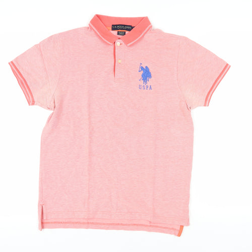 U.S. Polo Assn. Men's Pink S Polo Shirt, Logo, Short Sleeve