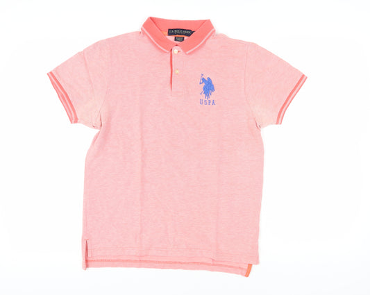 U.S. Polo Assn. Men's Pink S Polo Shirt, Logo, Short Sleeve