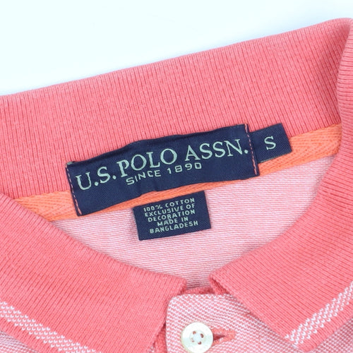 U.S. Polo Assn. Men's Pink S Polo Shirt, Logo, Short Sleeve