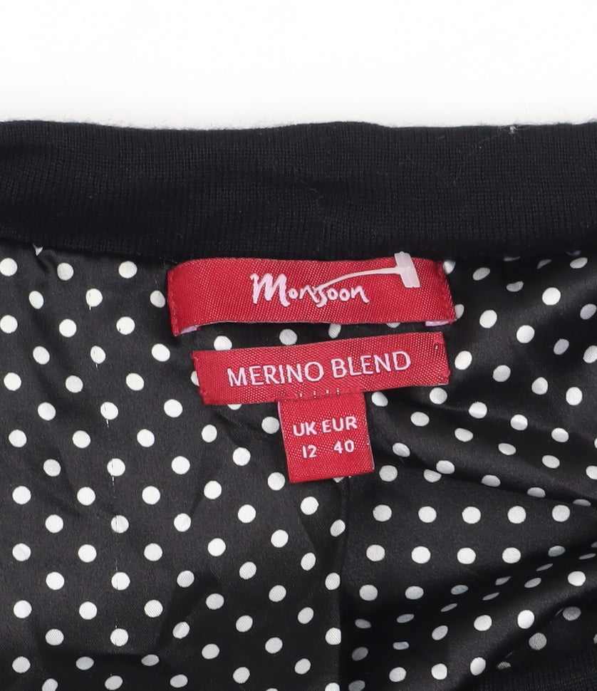 Monsoon Women's Black Cardigan Size 12, Merino Blend