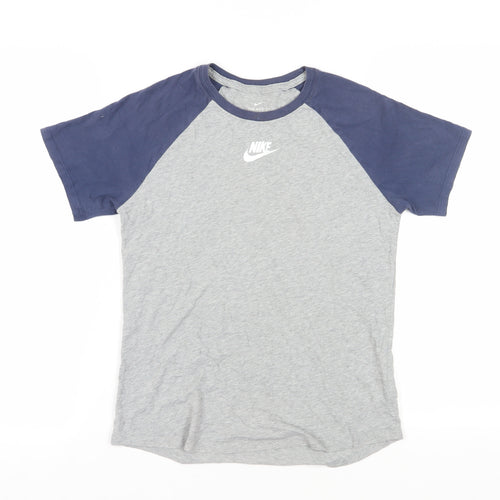 Nike Boys Grey & Blue Colourblock T-Shirt, Age 12-13 Years, Casual