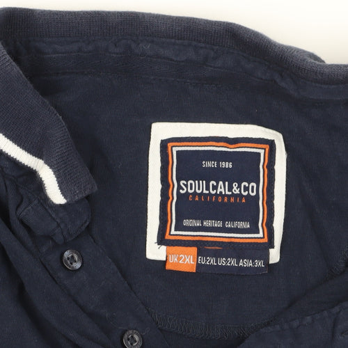 Soulcal & Co Men's 2XL Navy Polo Shirt Short Sleeve