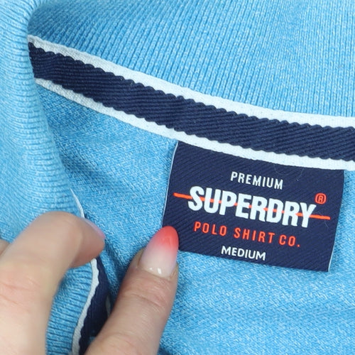 Superdry Men's Blue Polo Shirt Medium Regular Fit