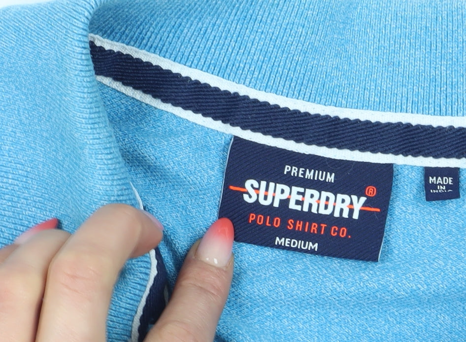 Superdry Men's Blue Polo Shirt Medium Regular Fit