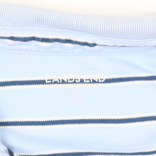 Lands' End Men's XL Blue Striped Polo Shirt