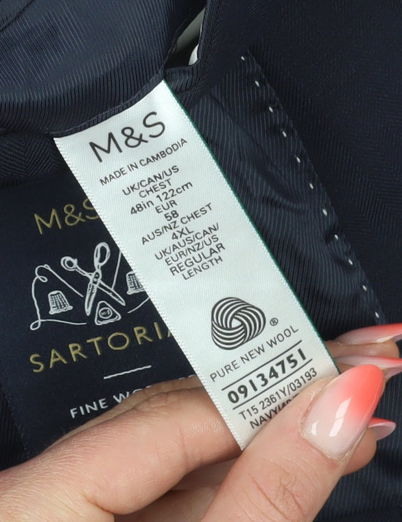 Marks and Spencer Mens Navy Blazer 48in Chest Classic