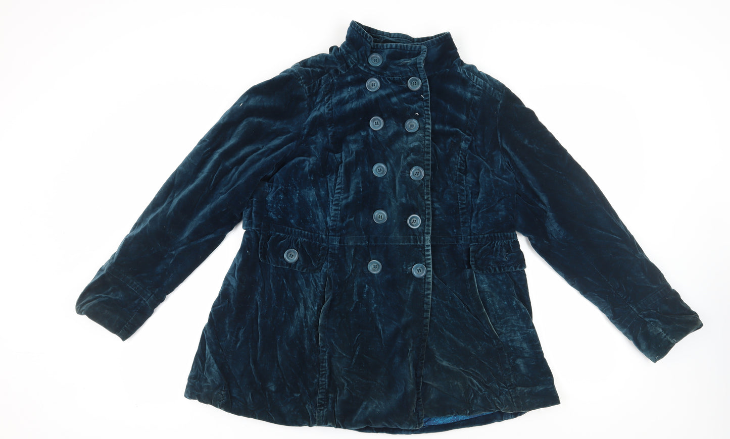 Monsoon Women's Blue Velvet Pea Coat Size 20