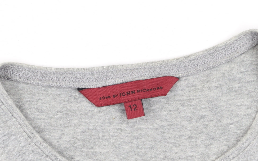 John Richmond Grey T-Shirt Women’s Size 12 Casual