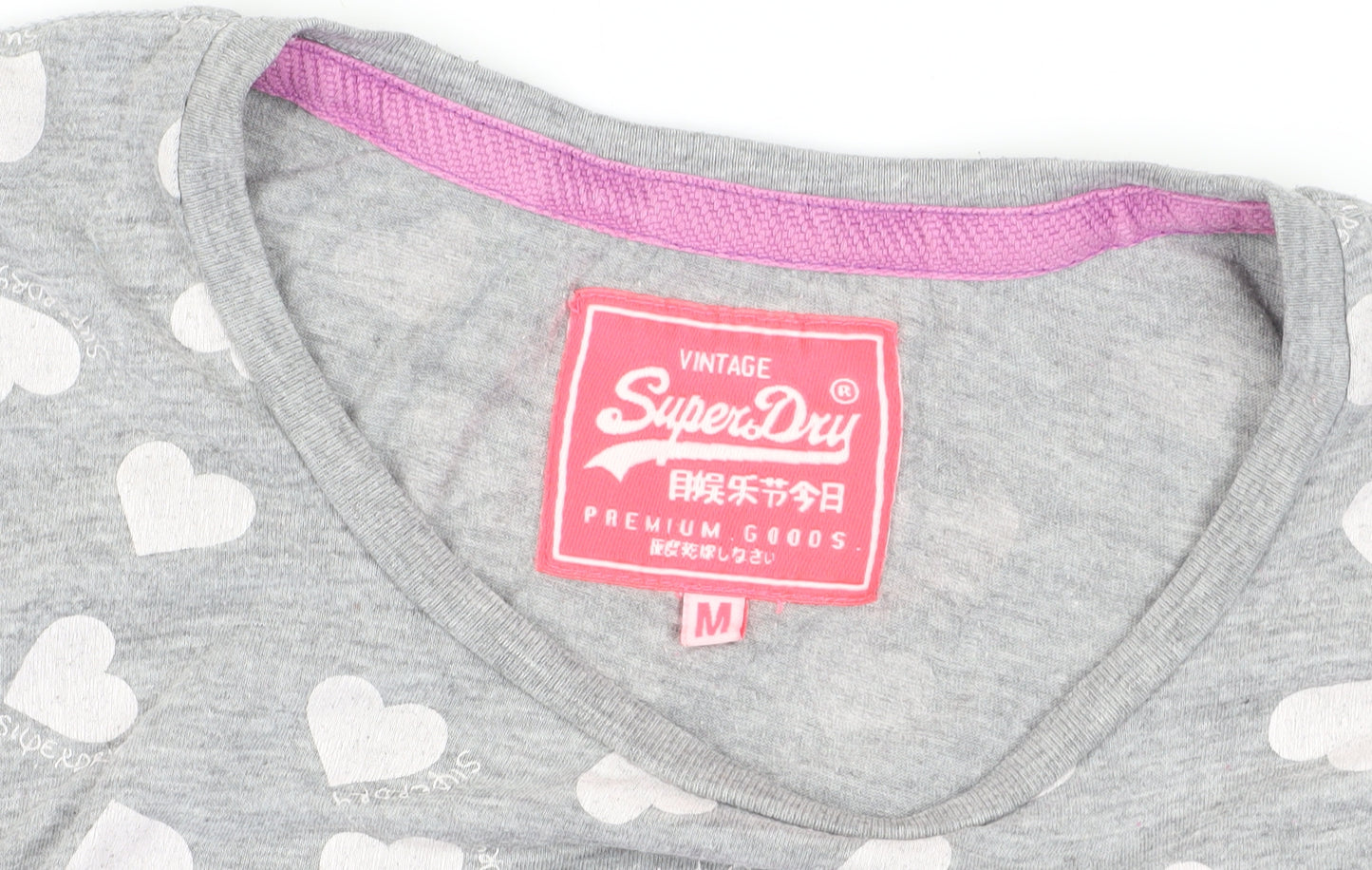 Superdry Women's Grey Heart T-Shirt, M, Basic Style