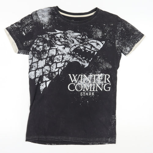 Game of Thrones Men's Black T-Shirt S Stark Design