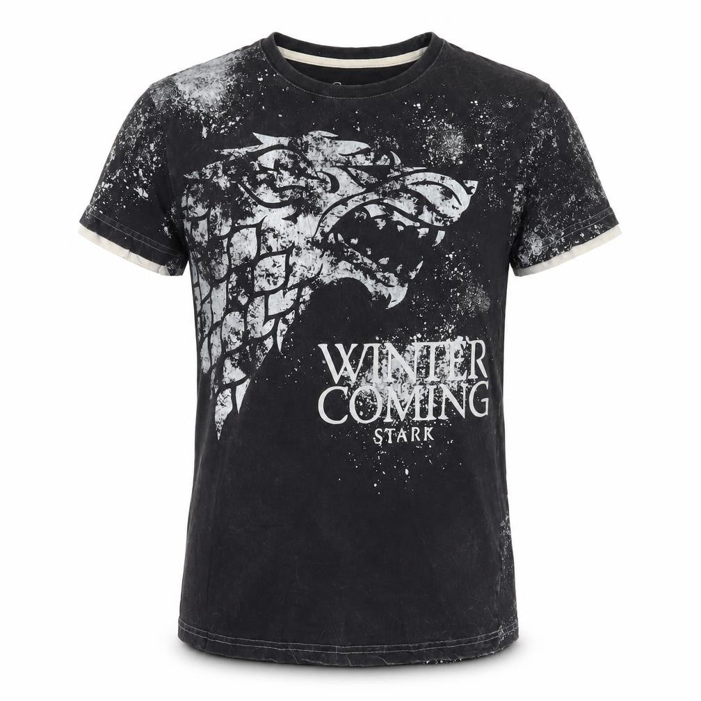 Game of Thrones Men's Black T-Shirt S Stark Design
