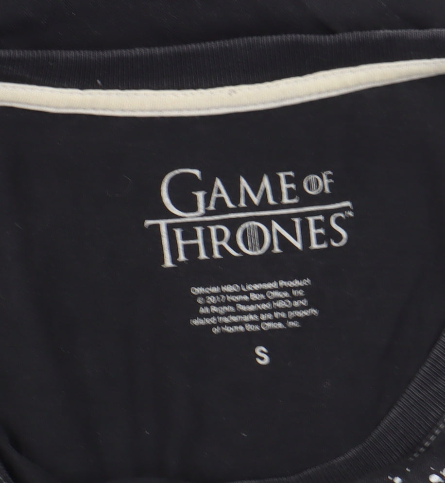 Game of Thrones Men's Black T-Shirt S Stark Design