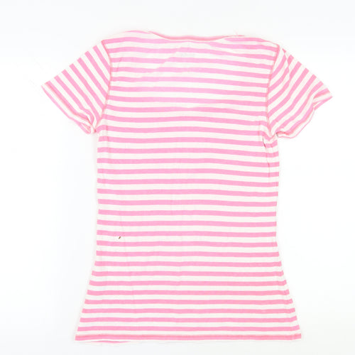 Boden Women's Pink Striped T-Shirt Size 10 Scoop Neck