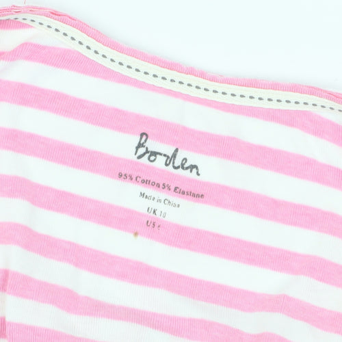 Boden Women's Pink Striped T-Shirt Size 10 Scoop Neck