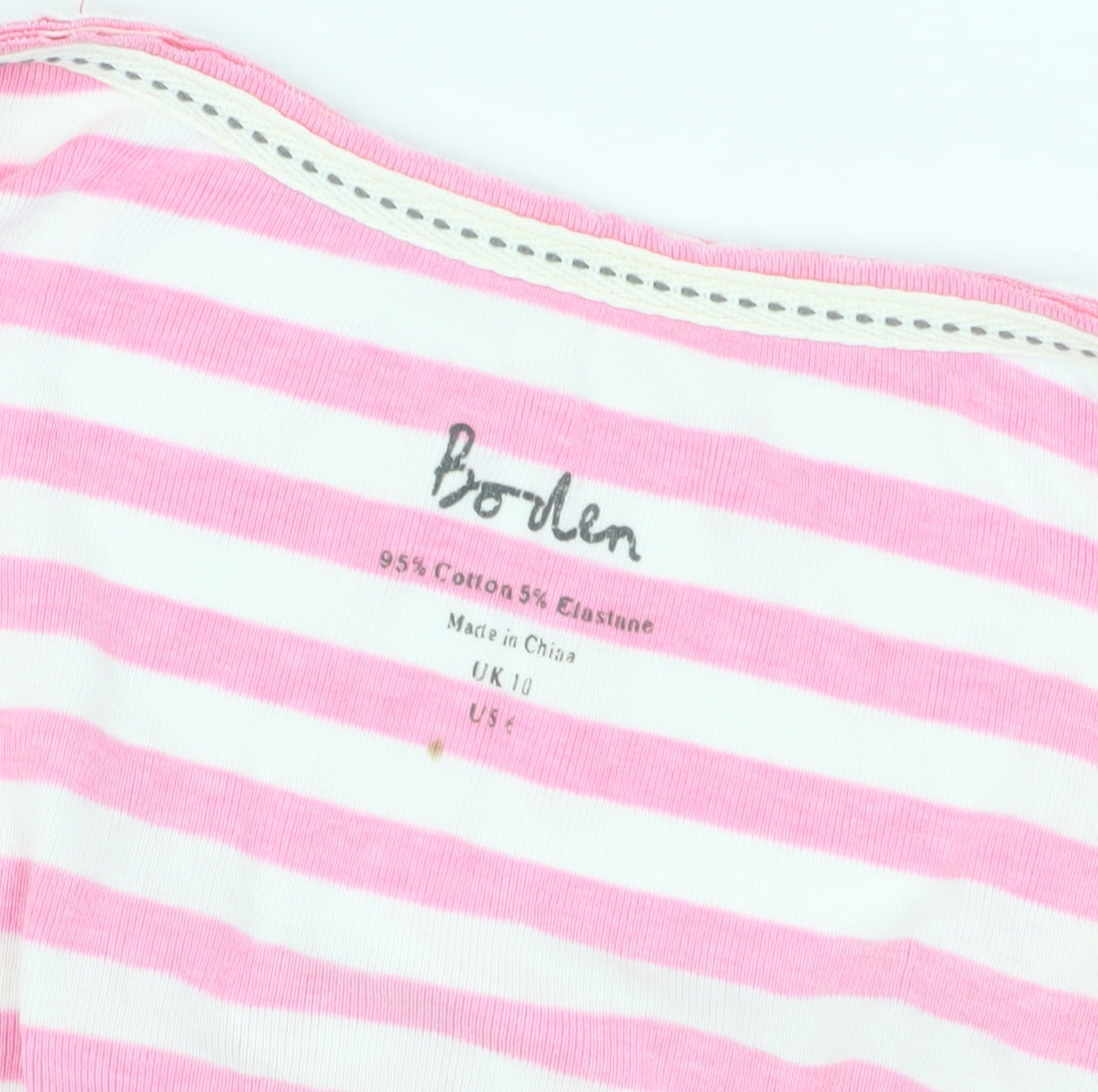 Boden Women's Pink Striped T-Shirt Size 10 Scoop Neck
