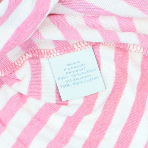Boden Women's Pink Striped T-Shirt Size 10 Scoop Neck