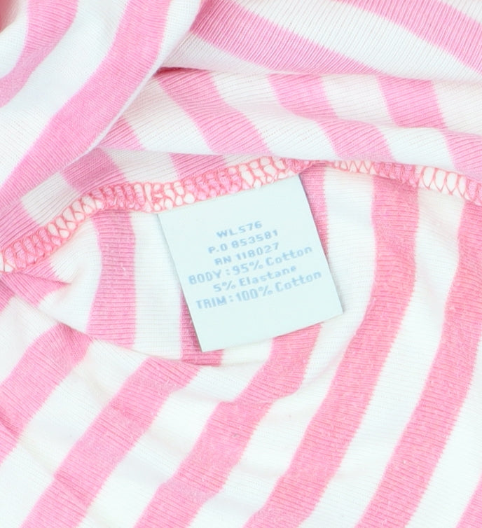 Boden Women's Pink Striped T-Shirt Size 10 Scoop Neck