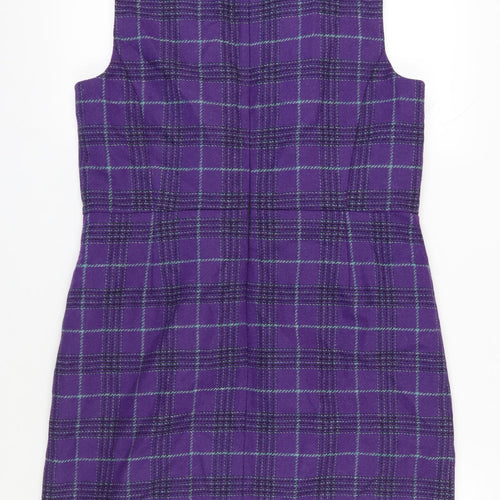 Hobbs Women's Purple Check Wool Sheath Dress Size 14