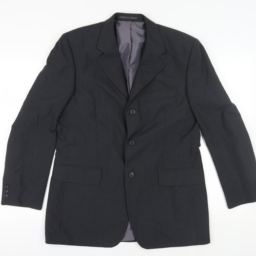 Genesis Men's Black Pinstripe Regular Fit Blazer Size 40R
