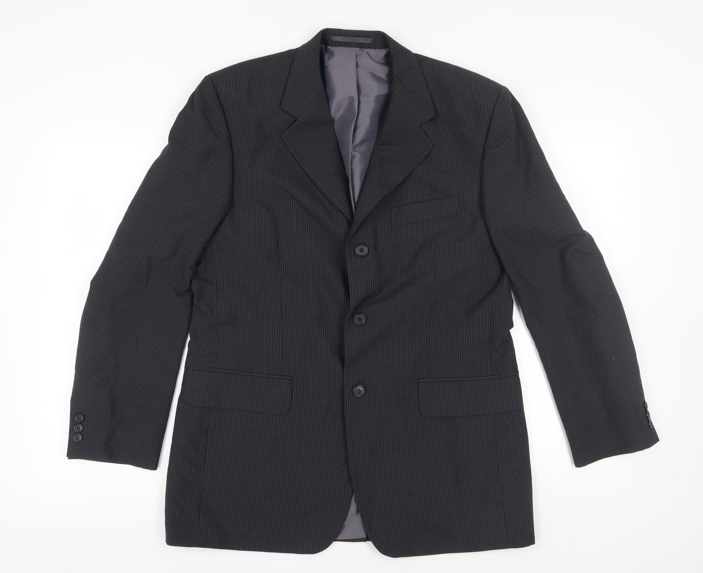 Genesis Men's Black Pinstripe Regular Fit Blazer Size 40R