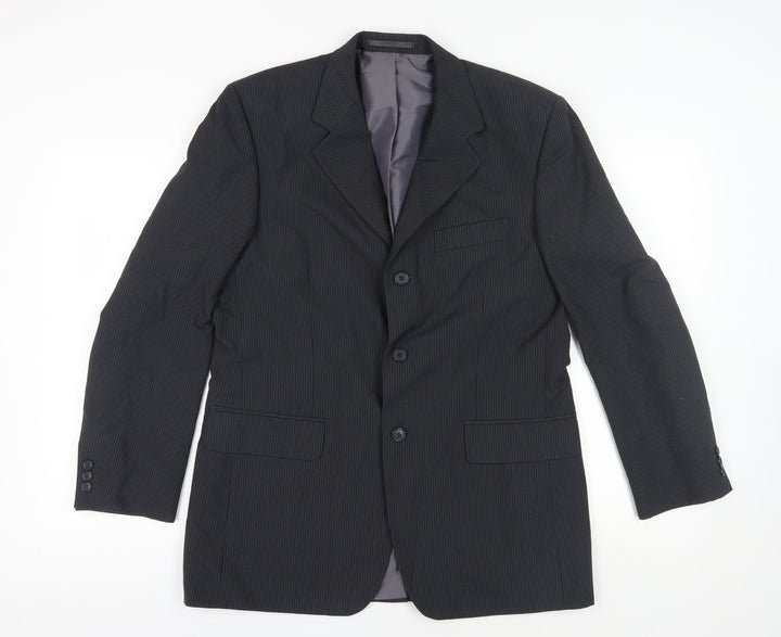 Genesis Men's Black Pinstripe Regular Fit Blazer Size 40R