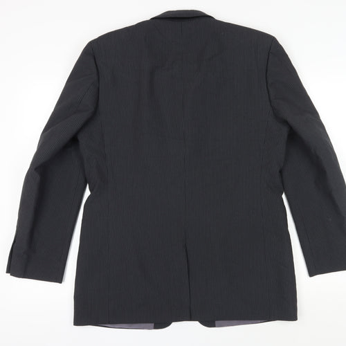 Genesis Men's Black Pinstripe Regular Fit Blazer Size 40R