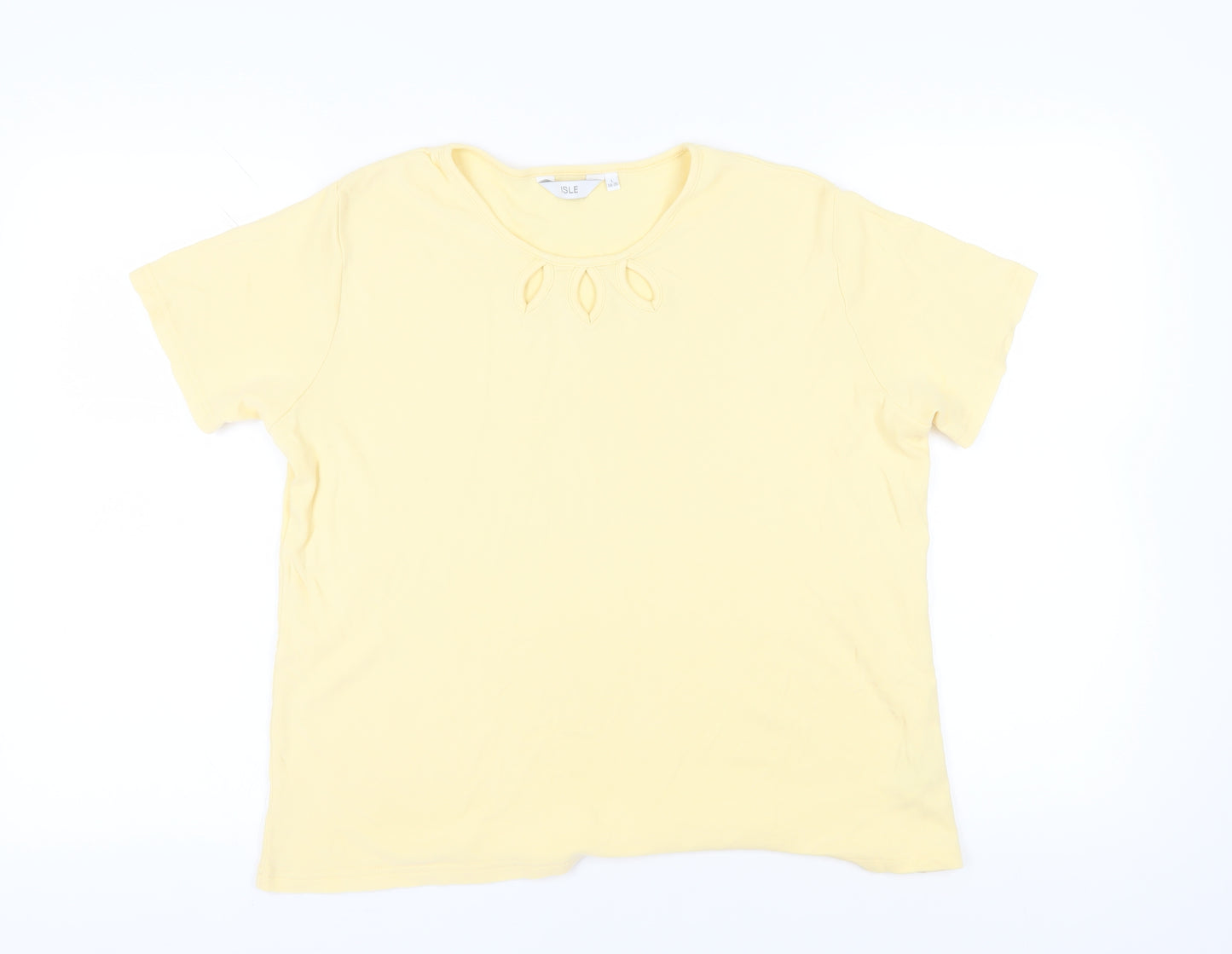 Isle Women's Yellow Cotton T-Shirt Size 18 Casual