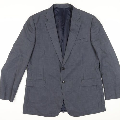 Jaeger Men's Grey Check Wool Blazer, Size 44R