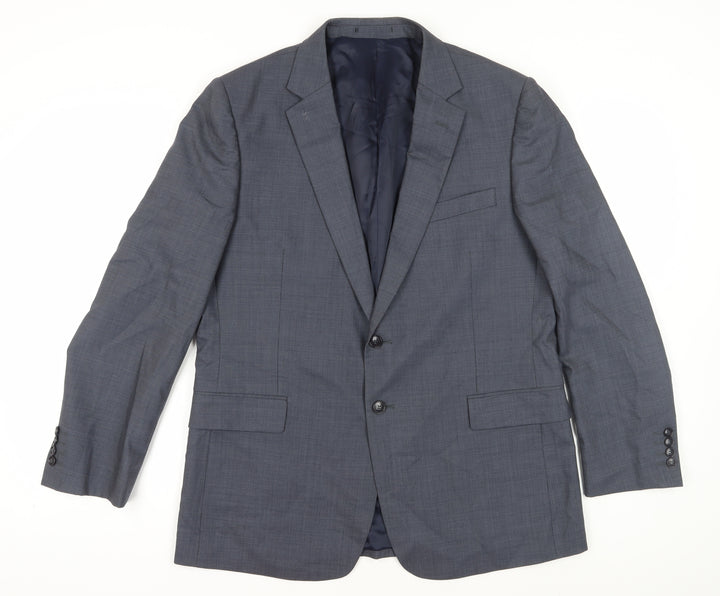 Jaeger Men's Grey Check Wool Blazer, Size 44R