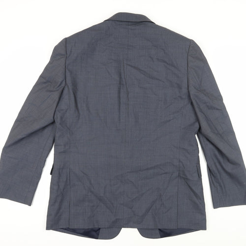 Jaeger Men's Grey Check Wool Blazer, Size 44R