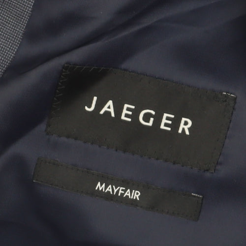 Jaeger Men's Grey Check Wool Blazer, Size 44R
