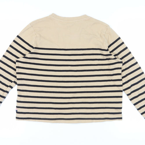 U.S. Polo Assn. Unisex Beige Striped Long Sleeve T-Shirt