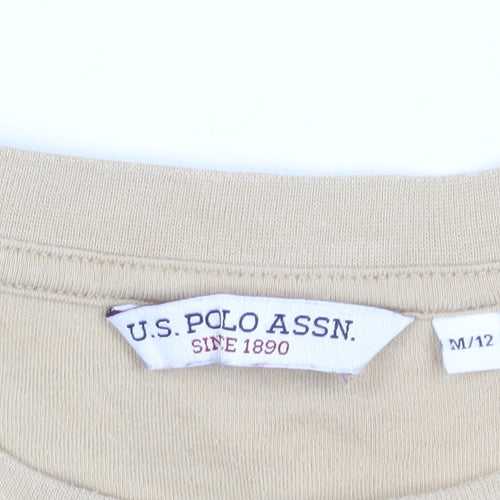 U.S. Polo Assn. Unisex Beige Striped Long Sleeve T-Shirt