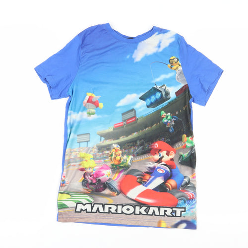 MarioKart Unisex Kids Blue T-Shirt, 12-13 Years, Graphic Print