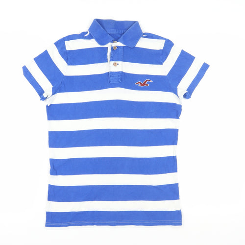 Hollister Men's Blue Striped Polo Shirt S