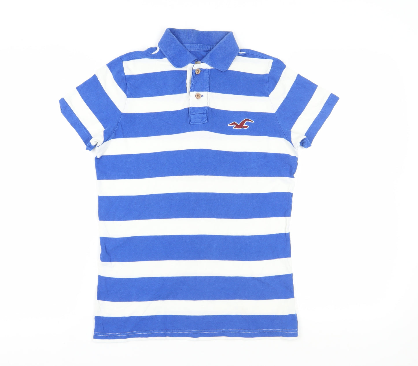 Hollister Men's Blue Striped Polo Shirt S