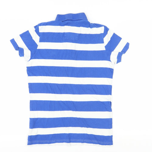 Hollister Men's Blue Striped Polo Shirt S