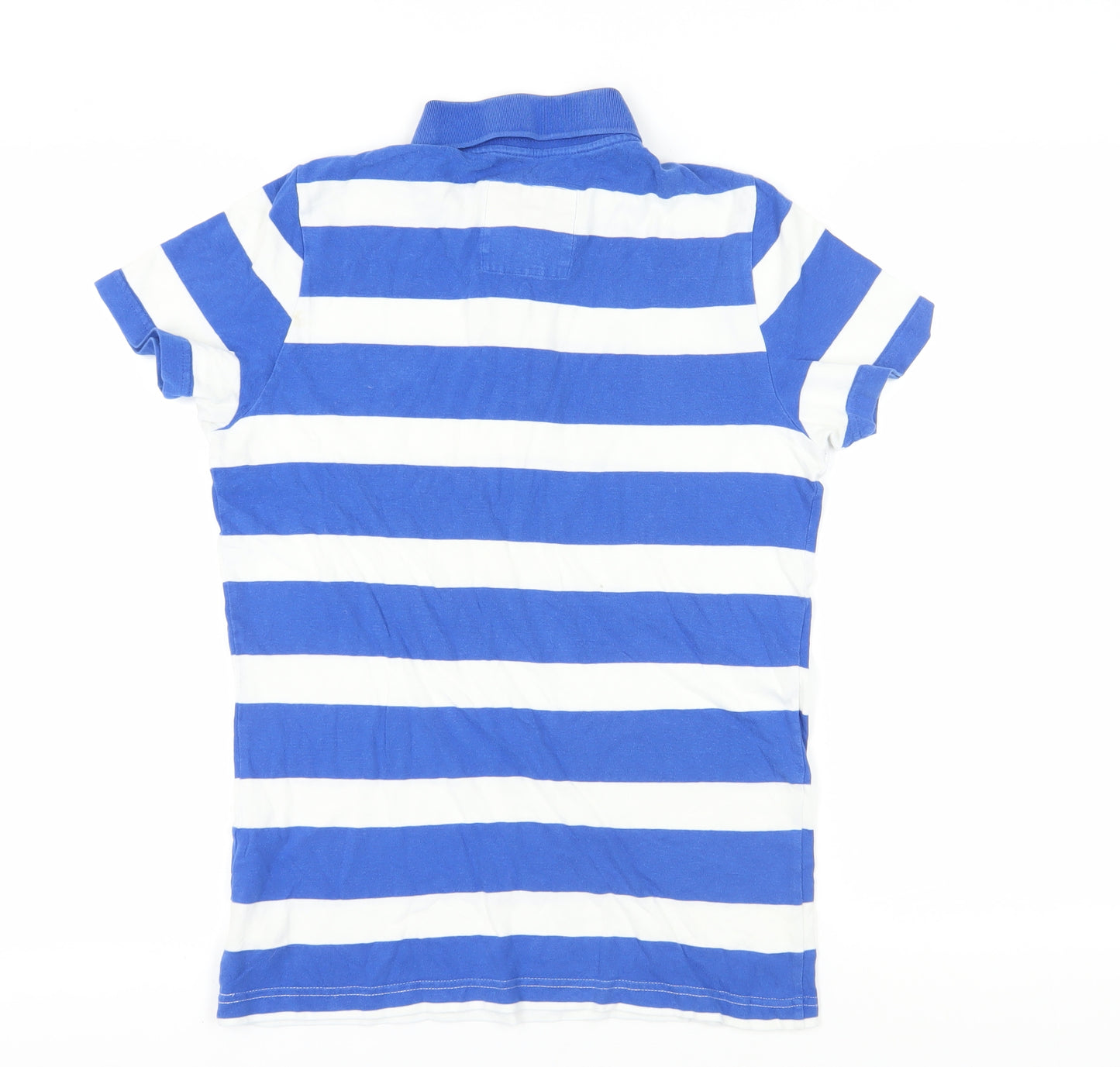 Hollister Men's Blue Striped Polo Shirt S