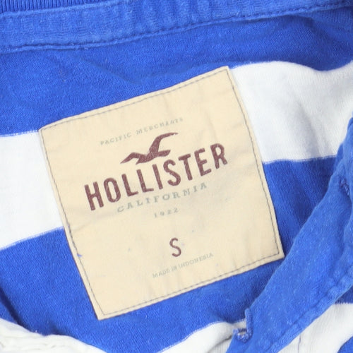 Hollister Men's Blue Striped Polo Shirt S