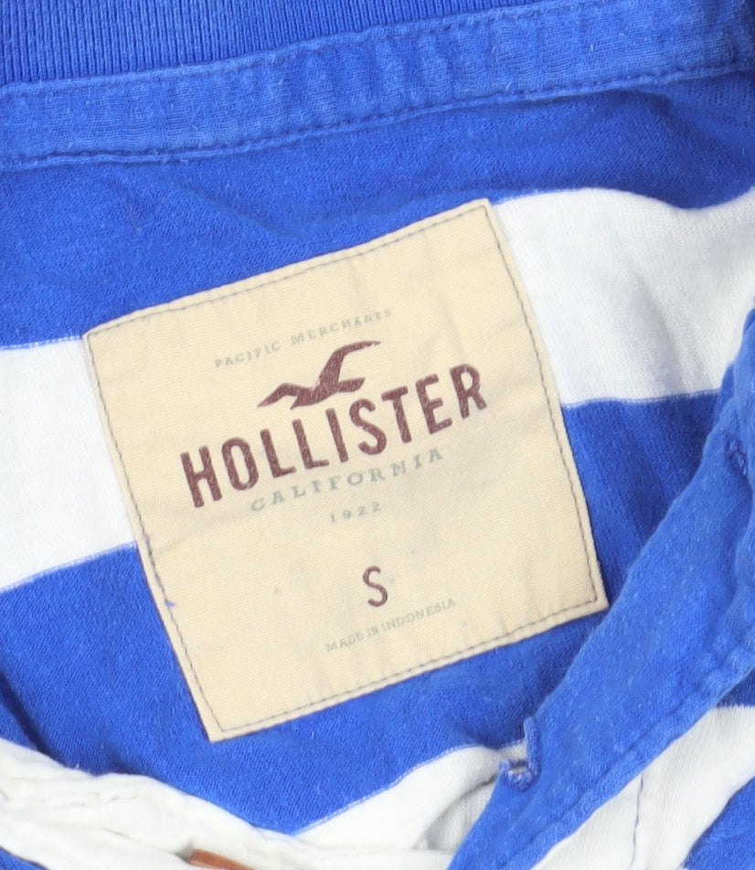 Hollister Men's Blue Striped Polo Shirt S