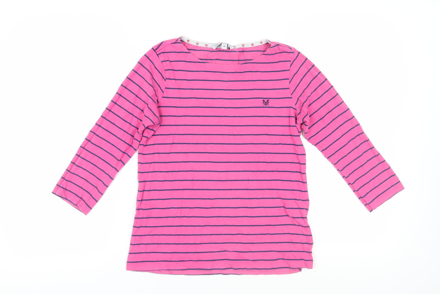 Crew Clothing Co. Women's Pink Striped T-Shirt Size 10