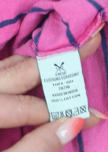 Crew Clothing Co. Women's Pink Striped T-Shirt Size 10