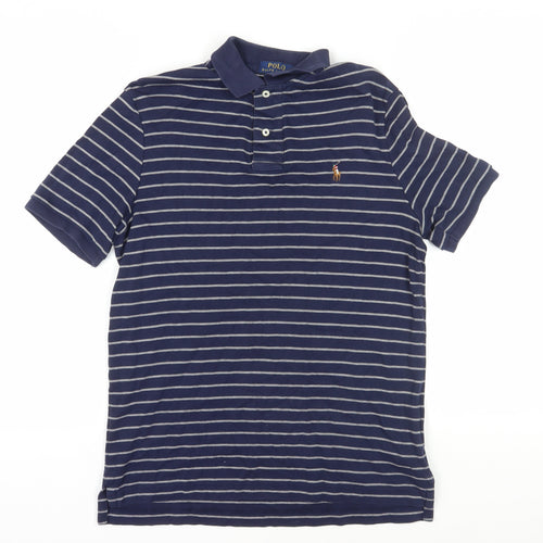 Polo Ralph Lauren Men's Blue Striped Polo Shirt, S