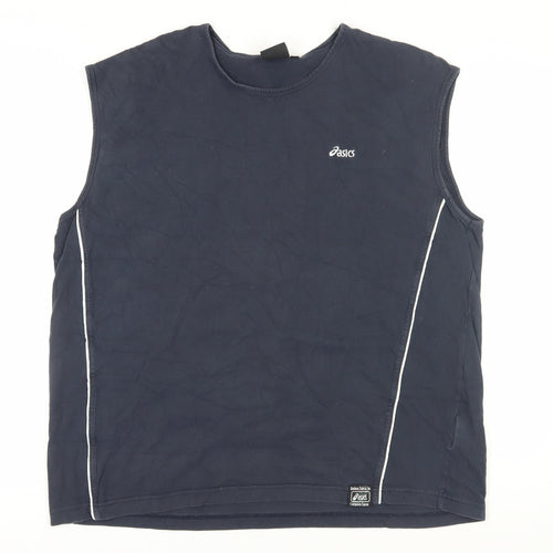 Asics Men's Blue Sleeveless Crew Neck T-Shirt 2XL
