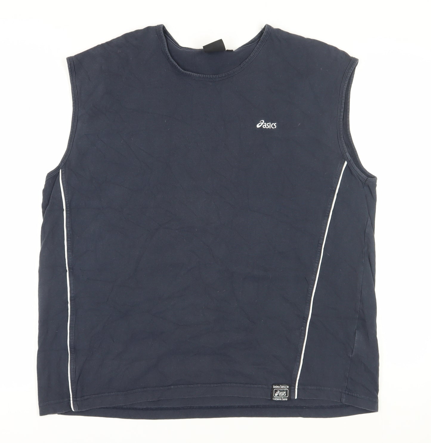 Asics Men's Blue Sleeveless Crew Neck T-Shirt 2XL